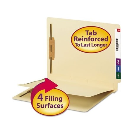 Smead Smead, FASTENER FOLDER W/ DIVIDER, 1 DIVIDER, LETTER SIZE, MANILA, 50PK 34220